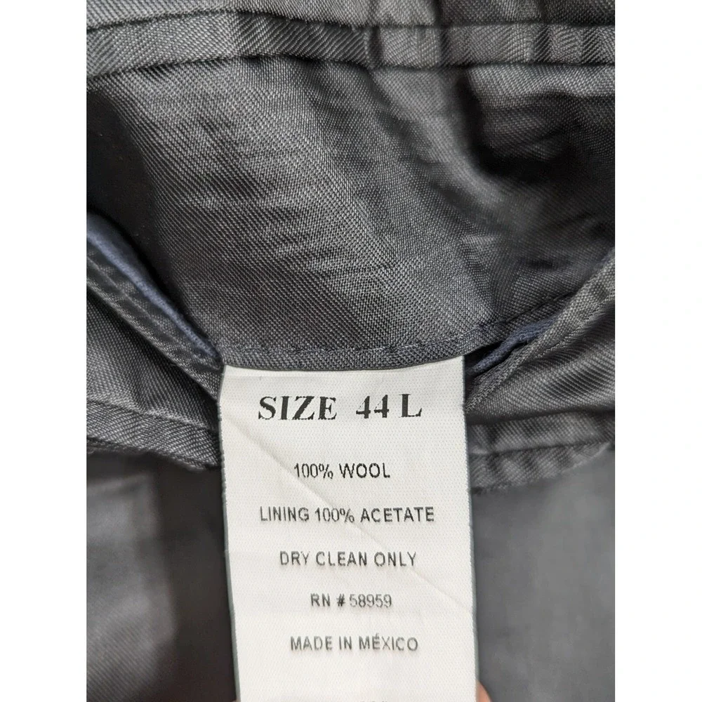 Harold Powell Mens Sport Coat Blazer Three Button Jacket Wool 44L Gray Crosshatc
